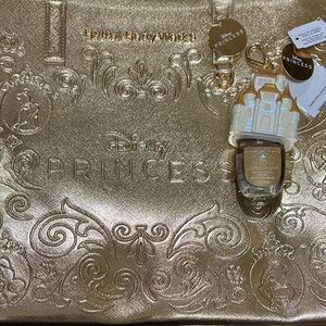 Gold Embossed Tote with Castle Hand Sanitizer Holder